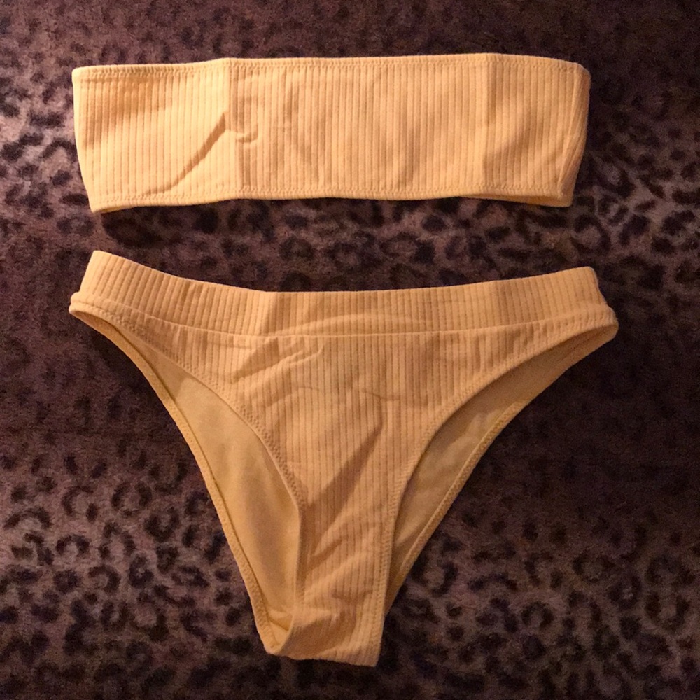 Triangl yellow high wasted swimsuit